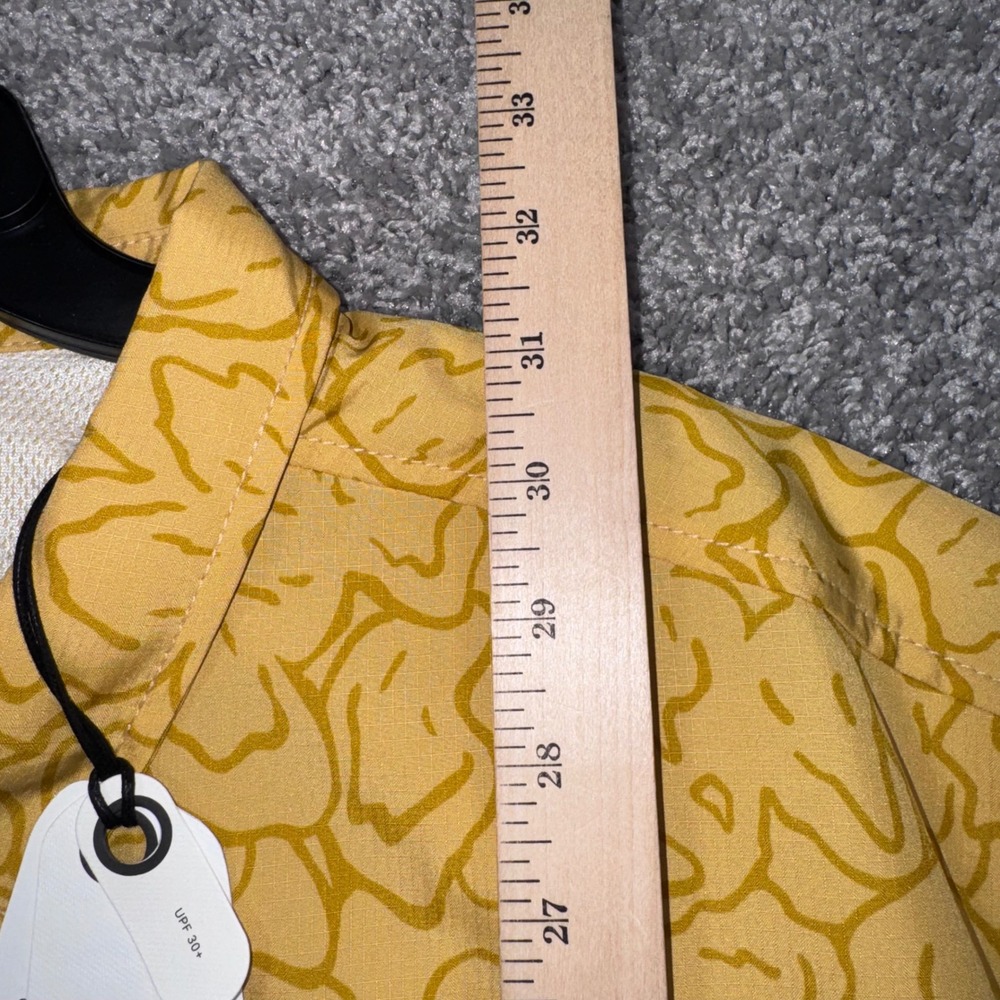prAna Lost Sol Printed SS Shirt Mens Pollen Feelings Yellow XL NEW - Picture 9 of 10